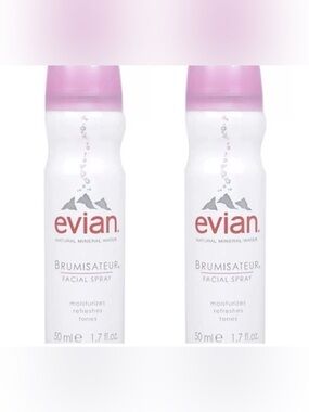Evian Facial Spray with Natural Mineral Water ~ 1.7 fl.oz. ( Lot of 2 )